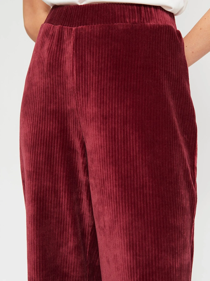 PANTALÓN MUJER AZIZ ALGODÓN TIPO COTELÉ ANCHO FLUIDO - 4