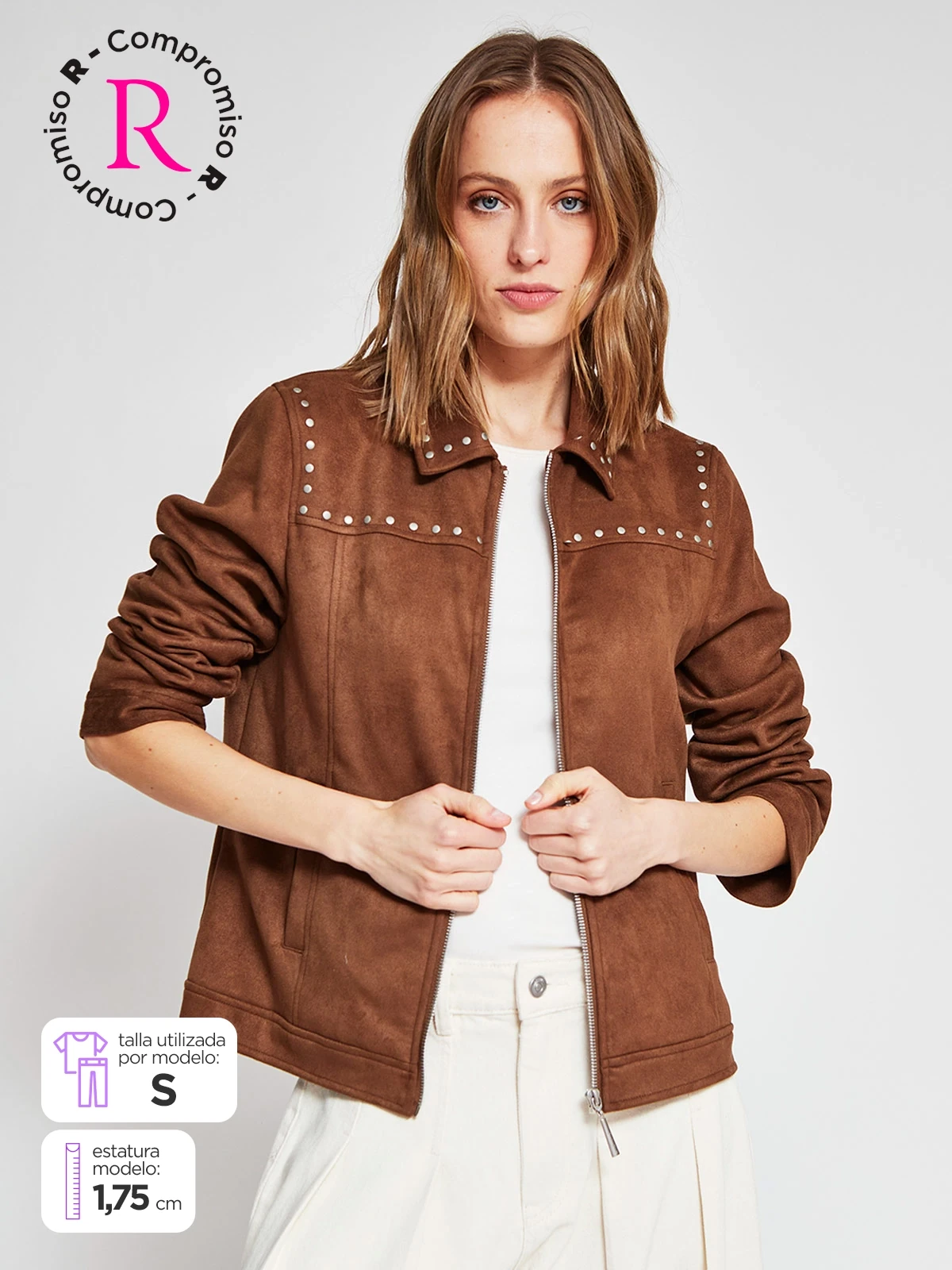 CHAQUETA MUJER AZIZ CORTA TACHAS - 1
