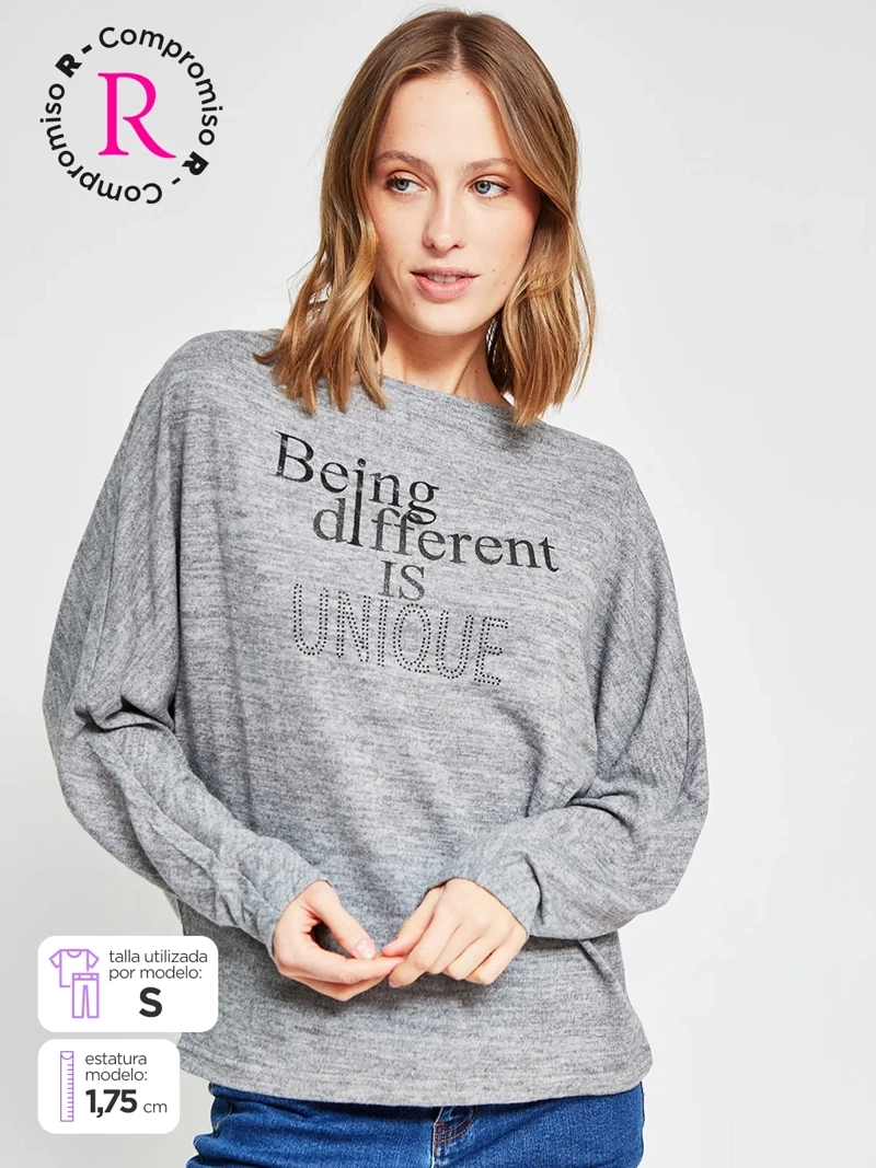 POLERA MUJER AZIZ MANGA LARGA TACHAS