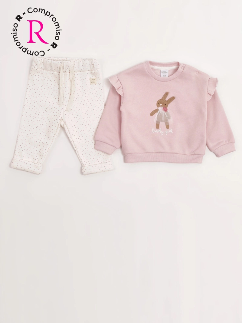 CONJUNTO POLERÓN + PANTALÓN DE BUZO NIÑA BABY HARVEST ALGODÓN  - 1