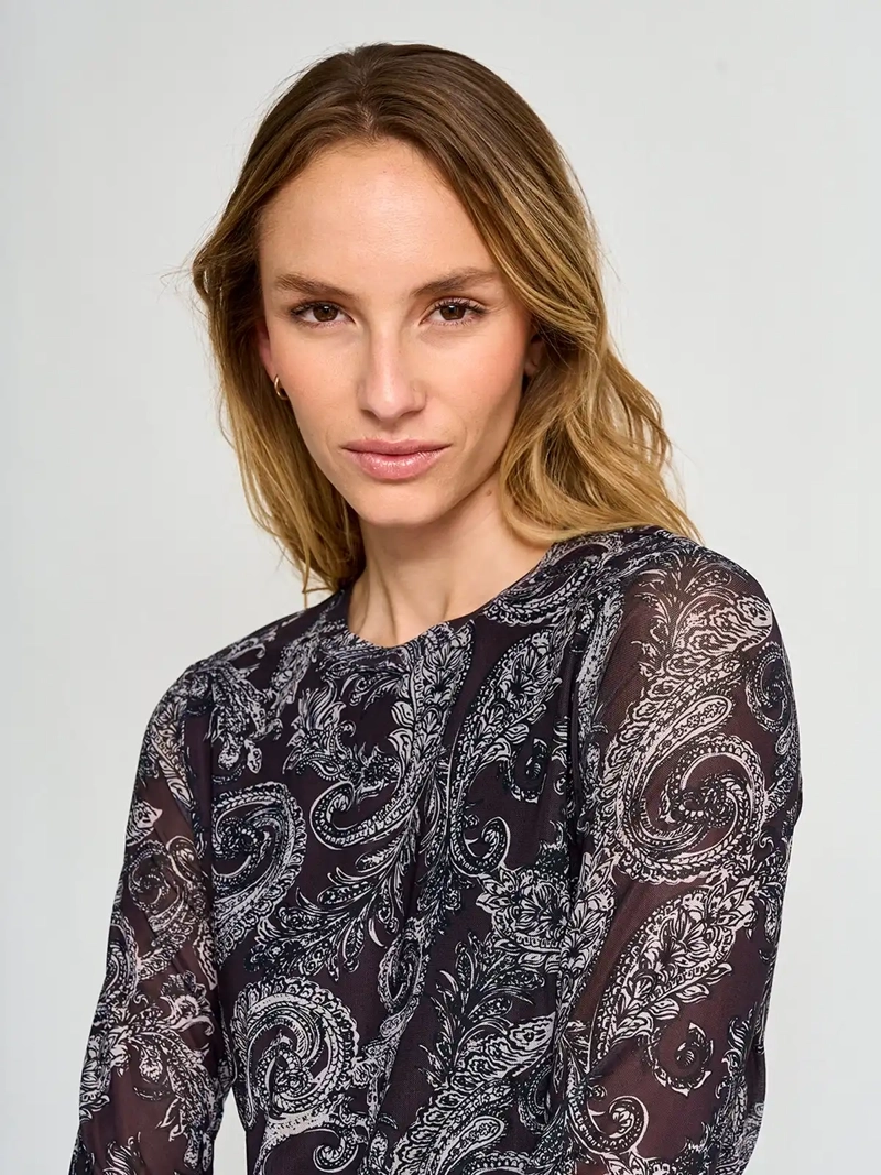 POLERA MUJER TATIENNE CUELLO REDONDO MANGA LARGA MALLA - 4