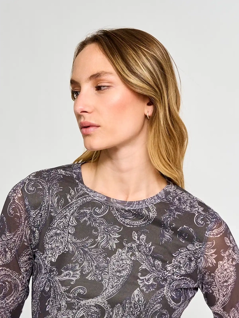 POLERA MUJER TATIENNE CUELLO REDONDO MANGA LARGA MALLA - 4