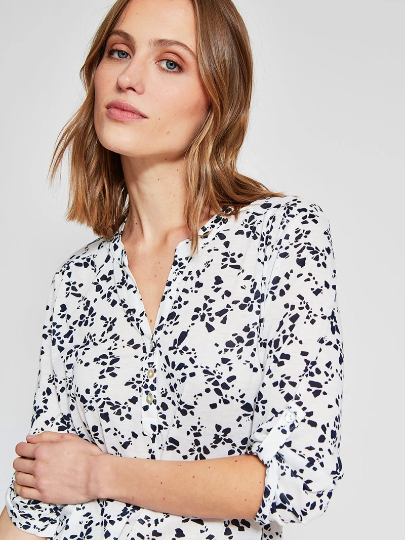 POLERA MUJER AZIZ MANGA 3/4 ESTAMPADA - 3