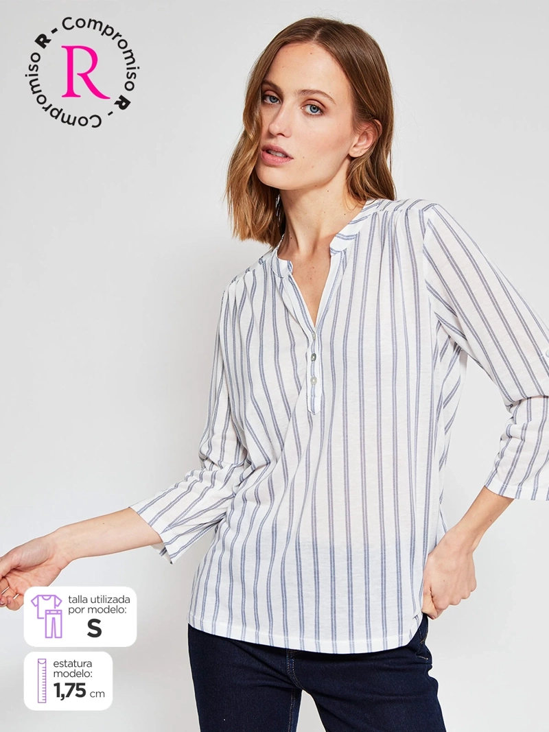 POLERA MUJER AZIZ MANGA 3/4 ESTAMPADA