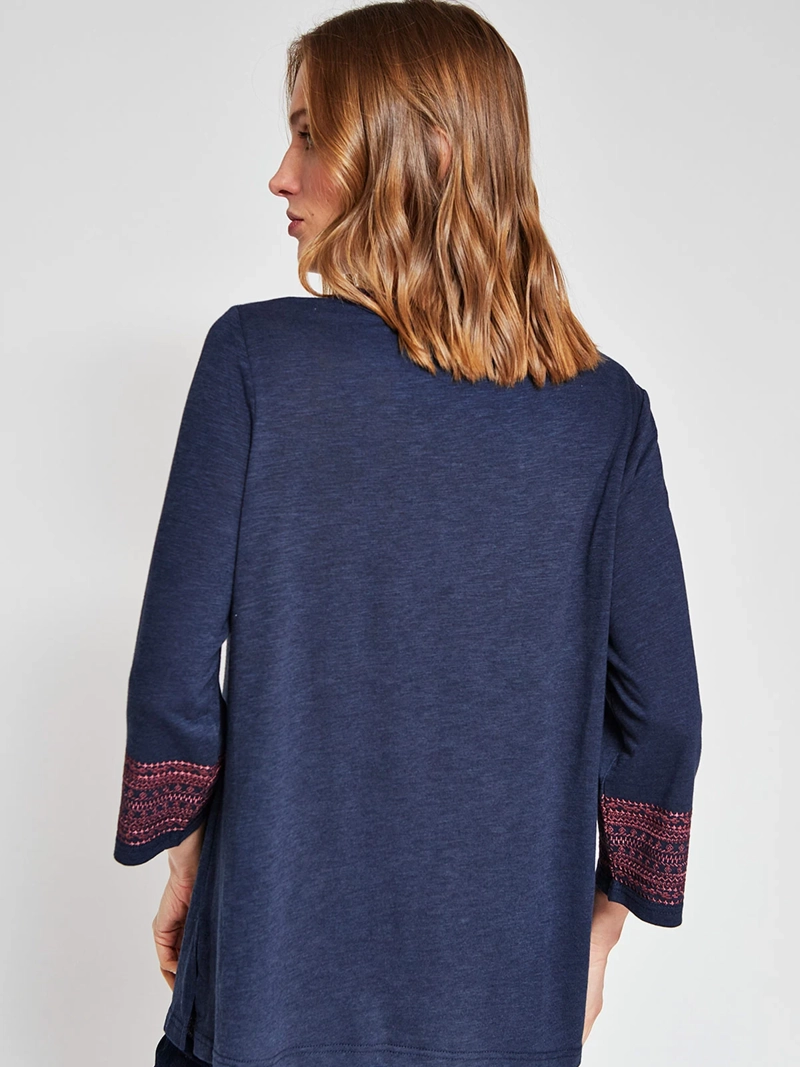 POLERA MUJER AZIZ ALGODÓN MANGA 3/4 BORDADA - 2