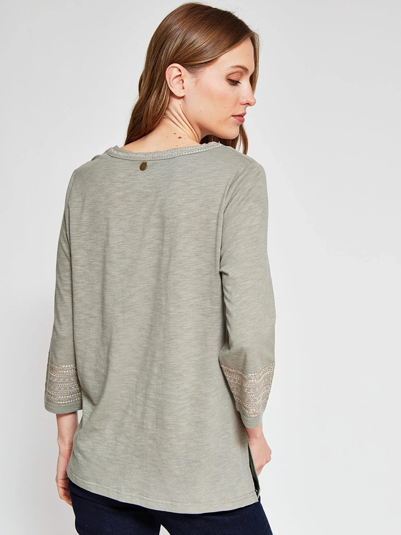 POLERA MUJER AZIZ ALGODÓN MANGA 3/4 BORDADA - 2