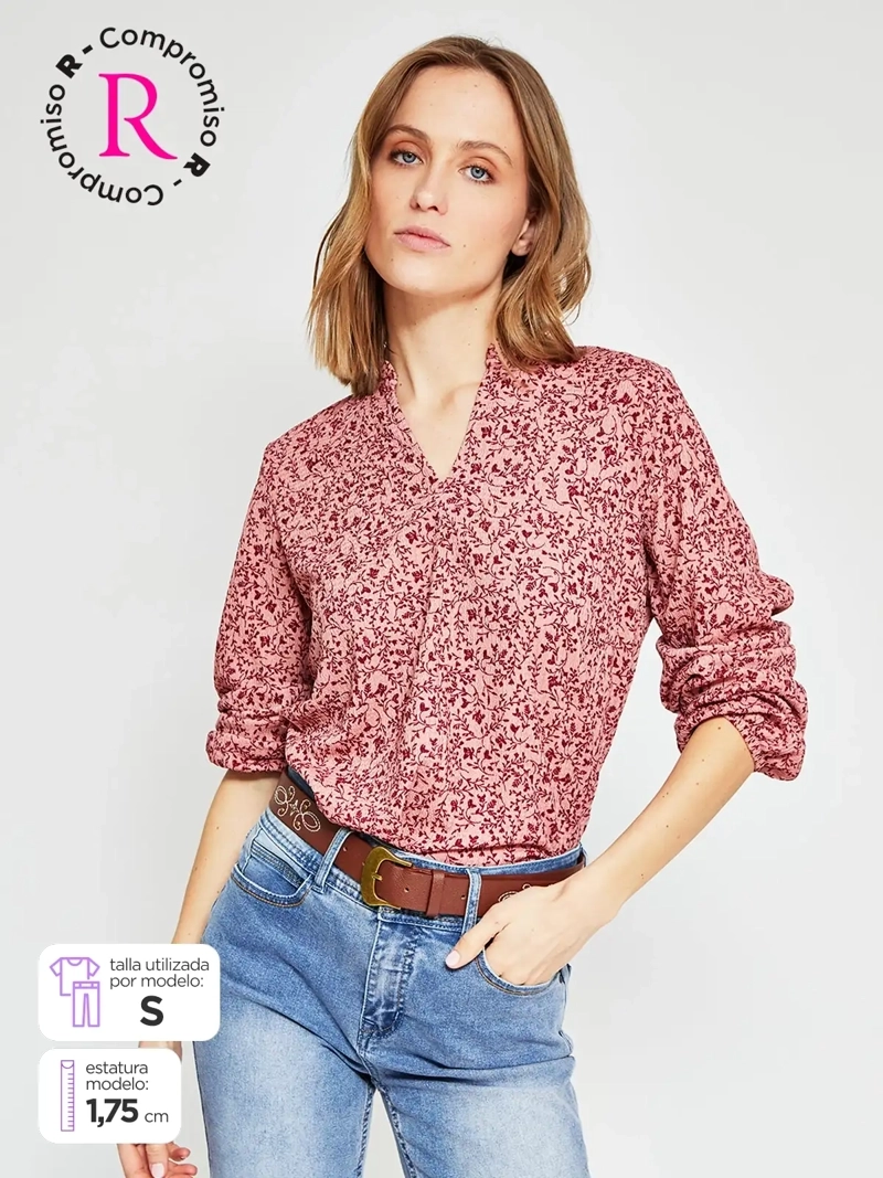 POLERA MUJER AZIZ MANGA LARGA ESTAMPADA - 1