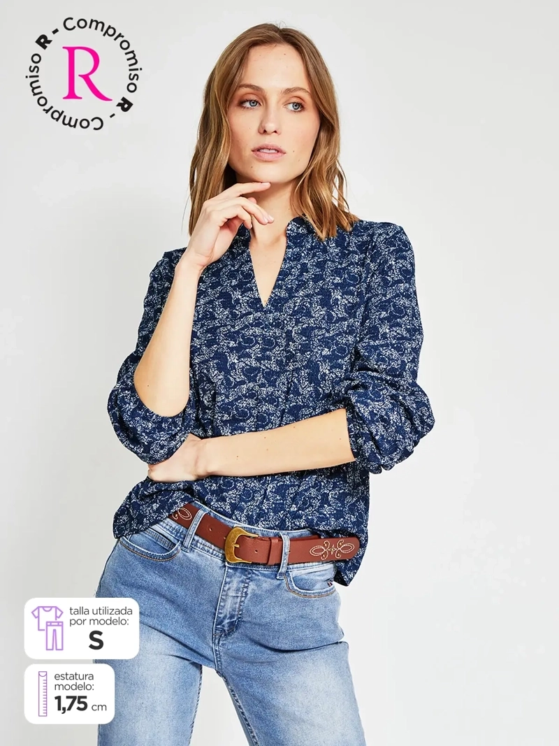 POLERA MUJER AZIZ MANGA LARGA ESTAMPADA - 1