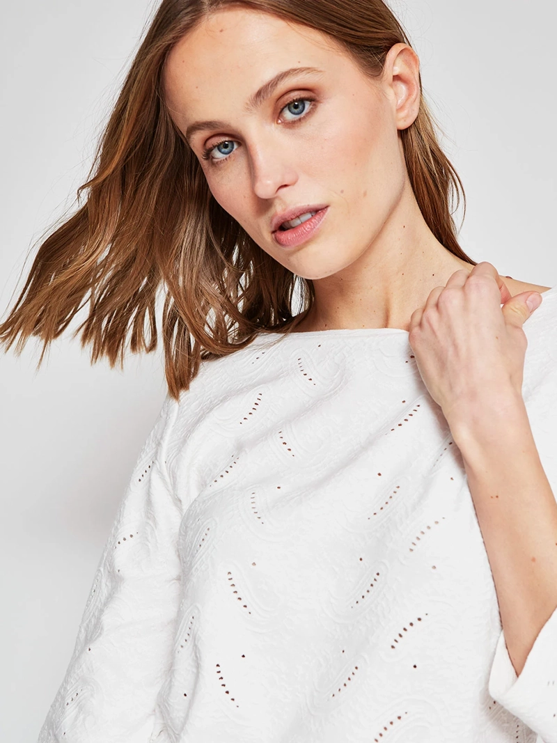 POLERA MUJER AZIZ ALGODÓN MANGA 3/4 TEXTURADA - 3