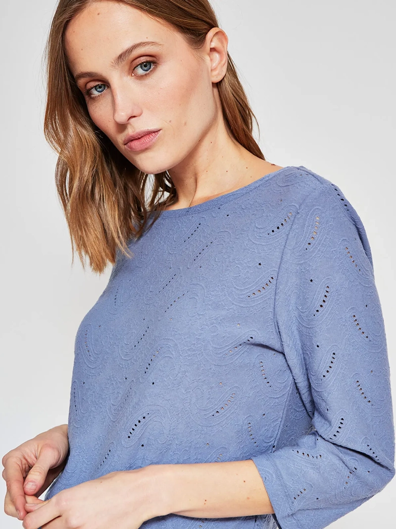 POLERA MUJER AZIZ ALGODÓN MANGA 3/4 TEXTURADA - 3