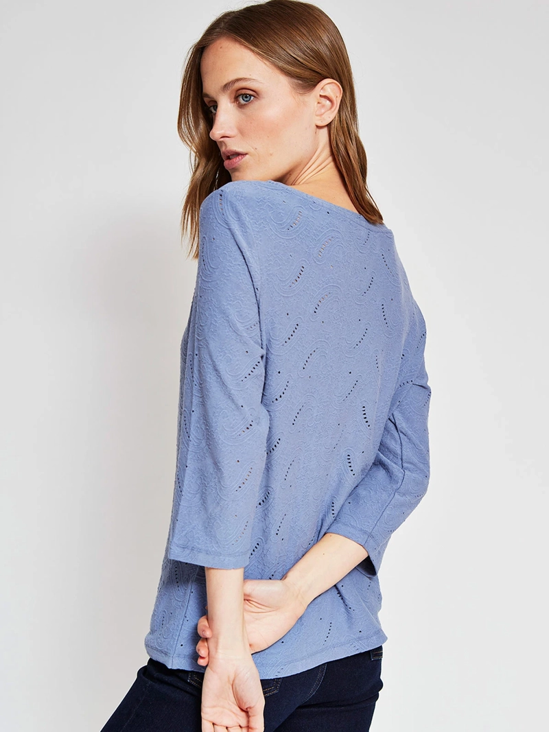 POLERA MUJER AZIZ ALGODÓN MANGA 3/4 TEXTURADA - 2