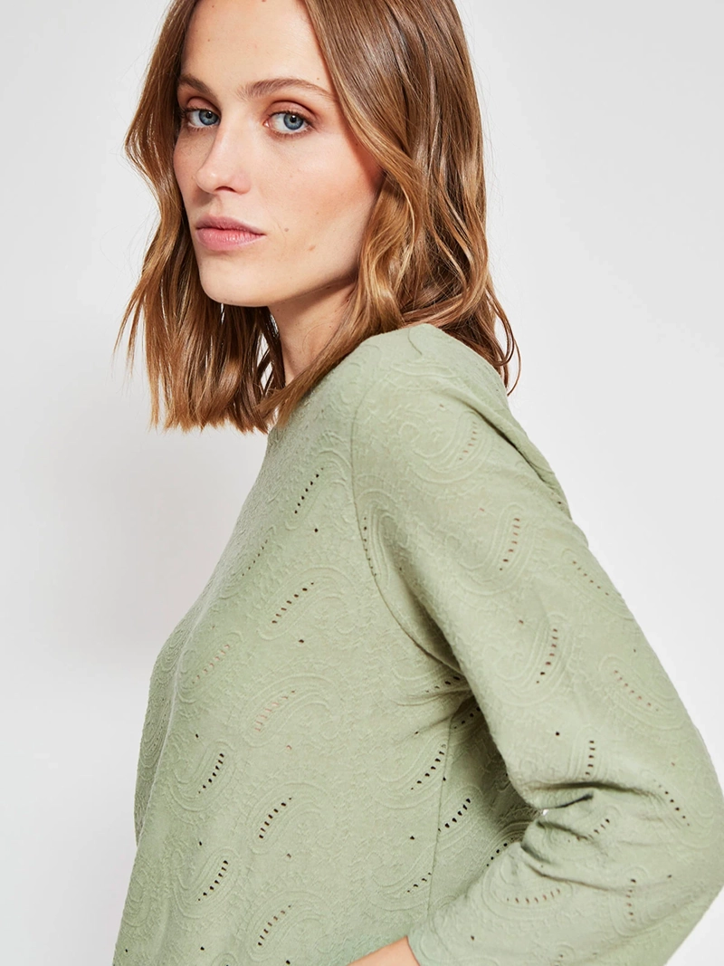 POLERA MUJER AZIZ ALGODÓN MANGA 3/4 TEXTURADA - 3
