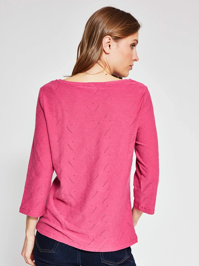 POLERA MUJER AZIZ ALGODÓN MANGA 3/4 TEXTURADA - 2