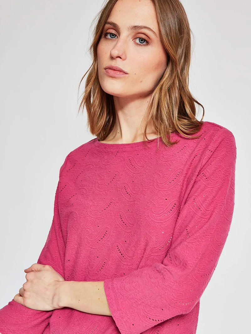 POLERA MUJER AZIZ ALGODÓN MANGA 3/4 TEXTURADA - 3