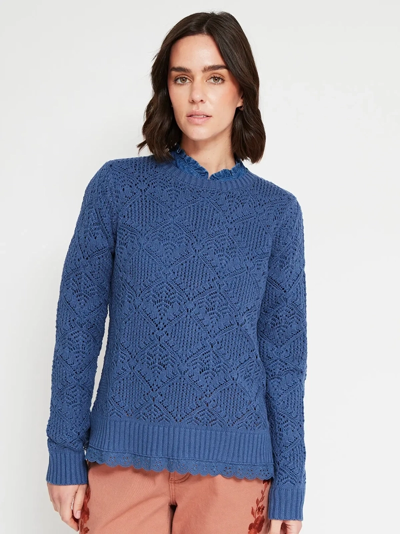 SWEATER MUJER AZIZ ALGODÓN MANGA LARGA CALADO - 2