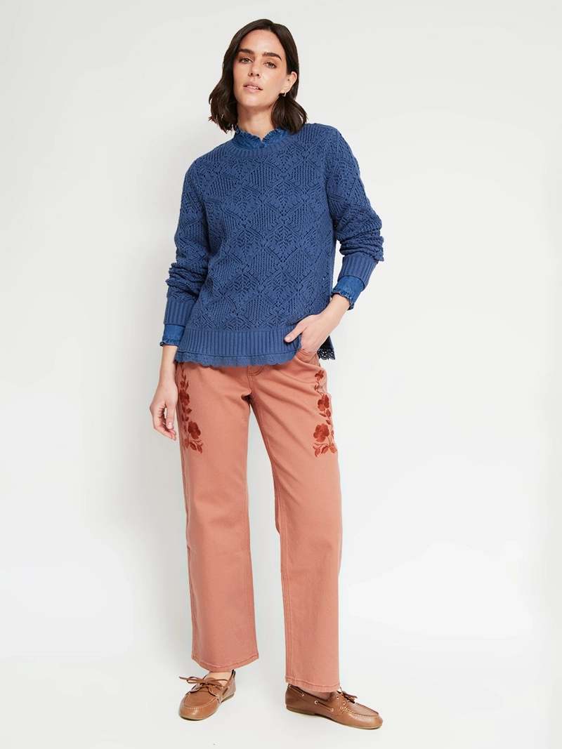 SWEATER MUJER AZIZ ALGODÓN MANGA LARGA CALADO - 5