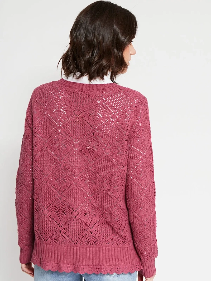 SWEATER MUJER AZIZ ALGODÓN MANGA LARGA CALADO - 3