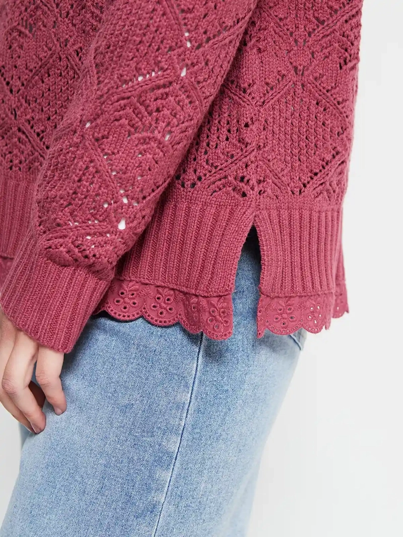 SWEATER MUJER AZIZ ALGODÓN MANGA LARGA CALADO - 4