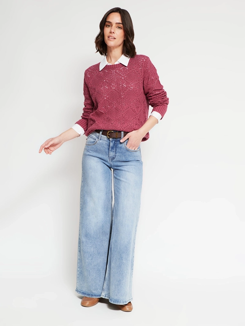 SWEATER MUJER AZIZ ALGODÓN MANGA LARGA CALADO - 5