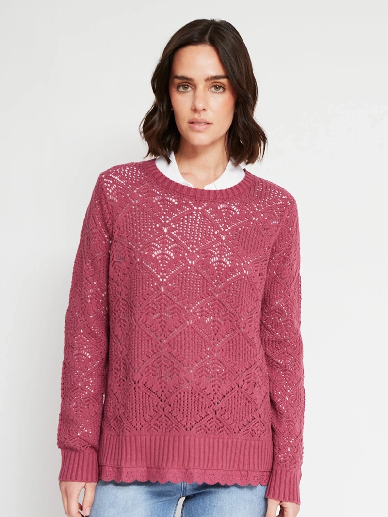 SWEATER MUJER AZIZ ALGODÓN MANGA LARGA CALADO - 2