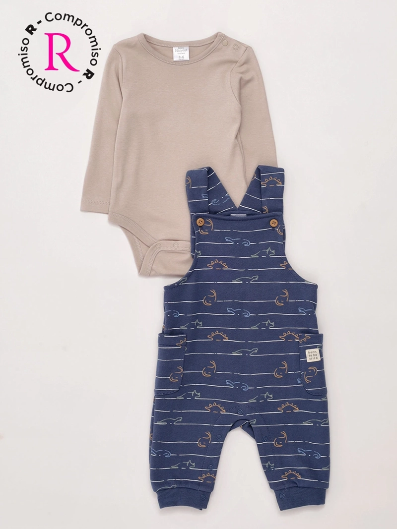 CONJUNTO JARDINERA + BODY NIÑO BABY HARVEST ALGODÓN  - 3