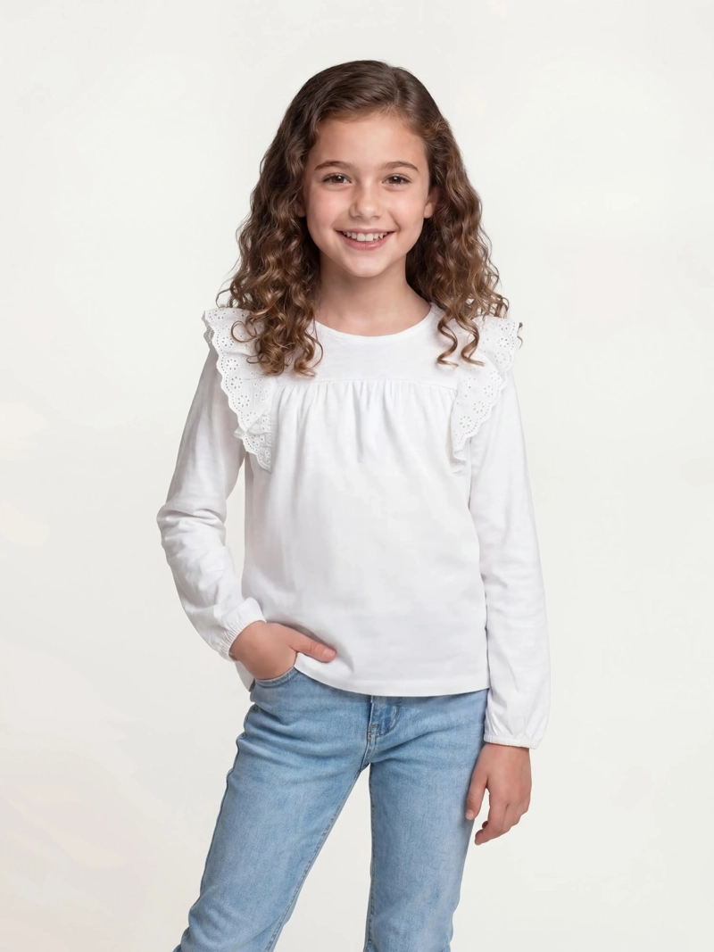 POLERA NIÑA HARVEST ALGODÓN MANGA LARGA VUELOS - 1