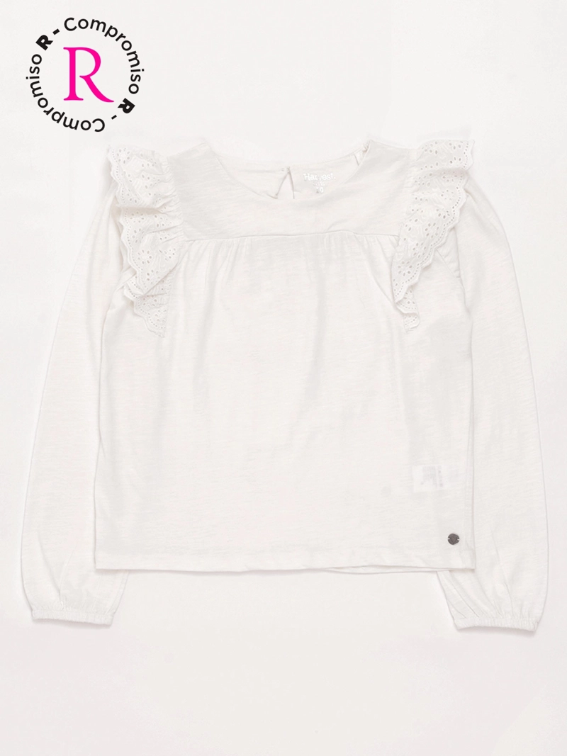 POLERA NIÑA HARVEST ALGODÓN MANGA LARGA VUELOS - 3