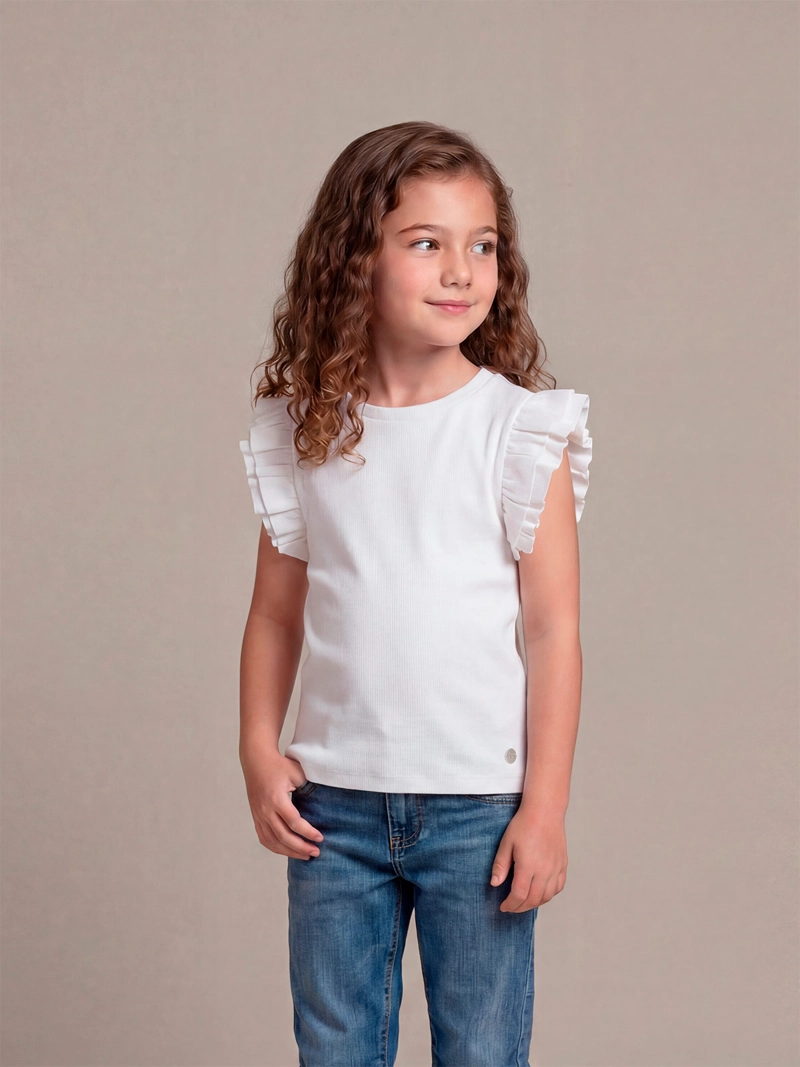 POLERA NIÑA HARVEST ALGODÓN SIN MANGAS VUELOS