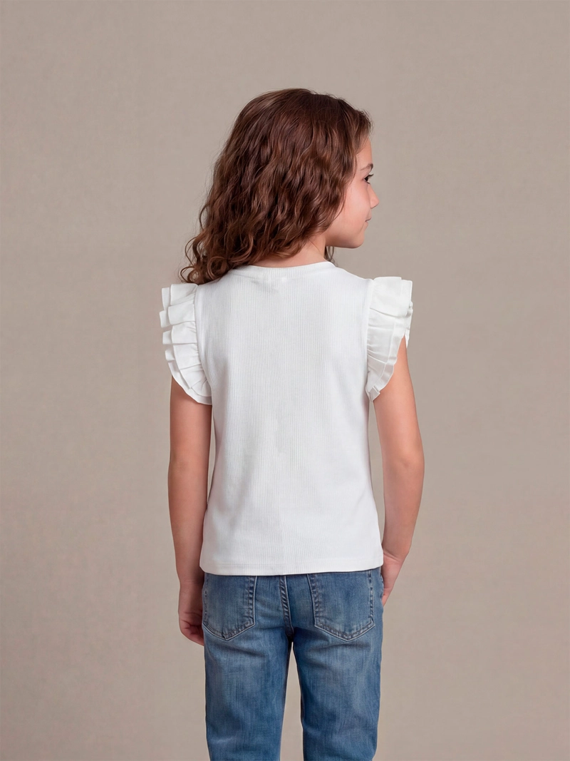 POLERA NIÑA HARVEST ALGODÓN SIN MANGAS VUELOS - 2