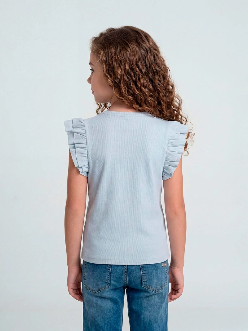 POLERA NIÑA HARVEST ALGODÓN SIN MANGAS VUELOS - 2