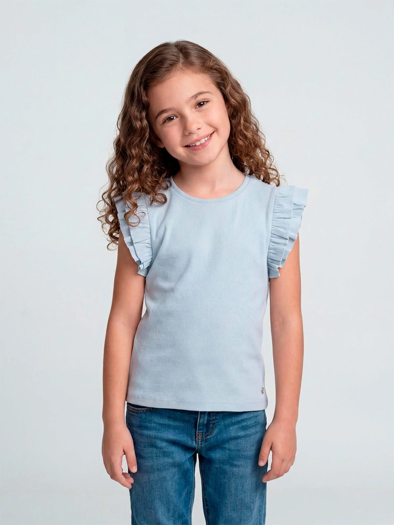 POLERA NIÑA HARVEST ALGODÓN SIN MANGAS VUELOS