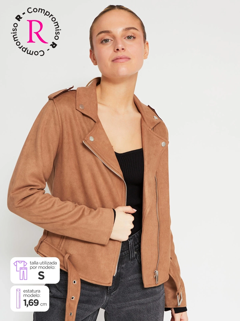 CHAQUETA MUJER INDEX CORTA BIKER EFECTO PIEL - 1