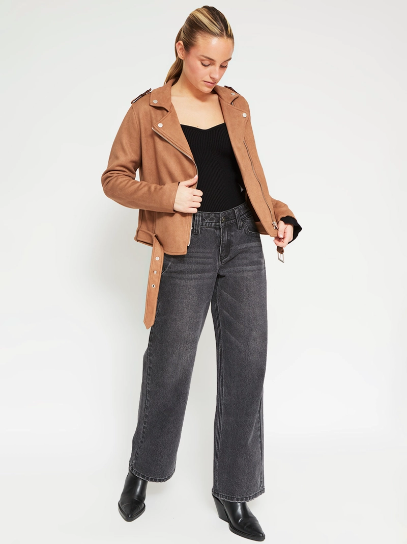 CHAQUETA MUJER INDEX CORTA BIKER EFECTO PIEL - 5