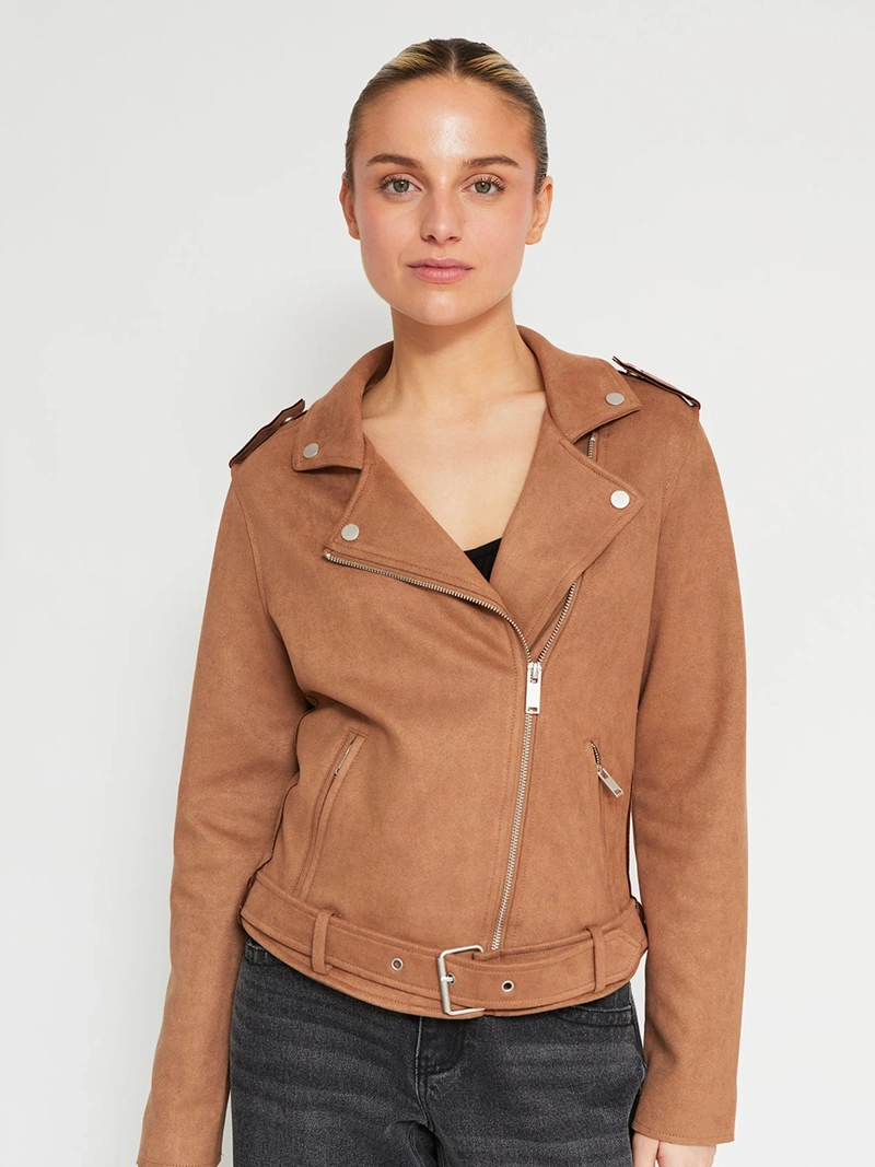 CHAQUETA MUJER INDEX CORTA BIKER EFECTO PIEL - 2