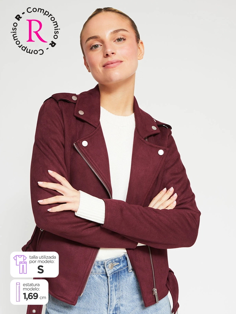 CHAQUETA MUJER INDEX CORTA BIKER EFECTO PIEL - 1