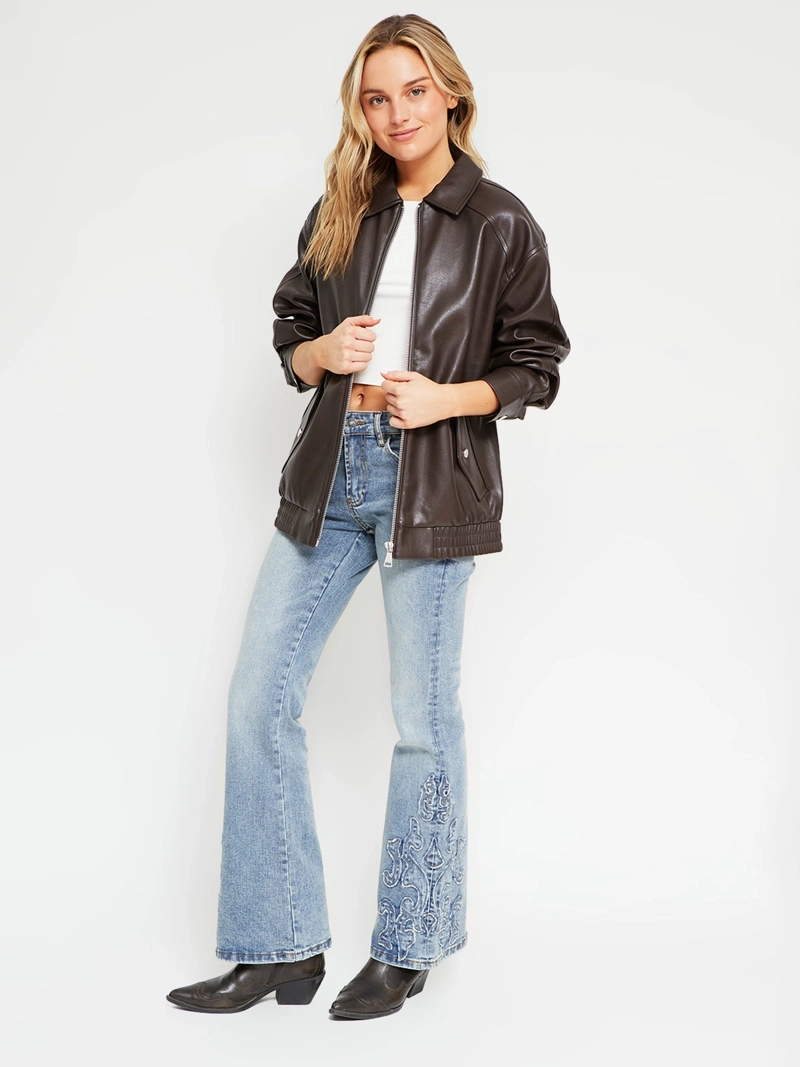 CHAQUETA MUJER INDEX BOMBER EFECTO PIEL - 5