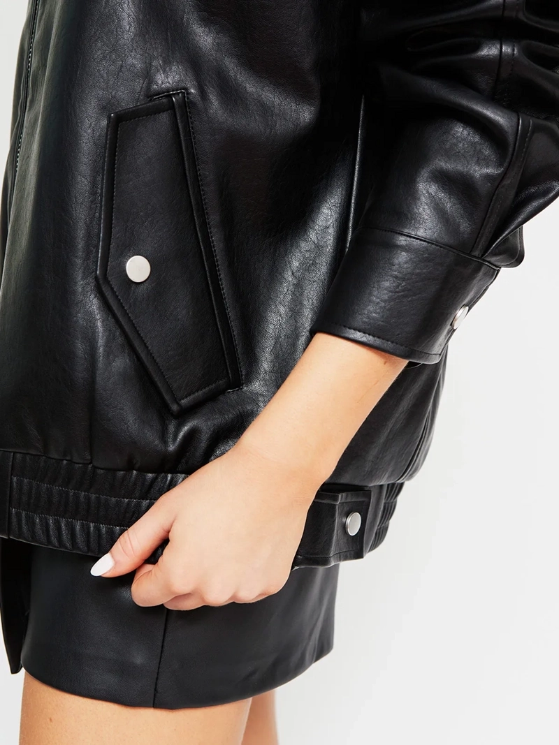 CHAQUETA MUJER INDEX BOMBER EFECTO PIEL - 4