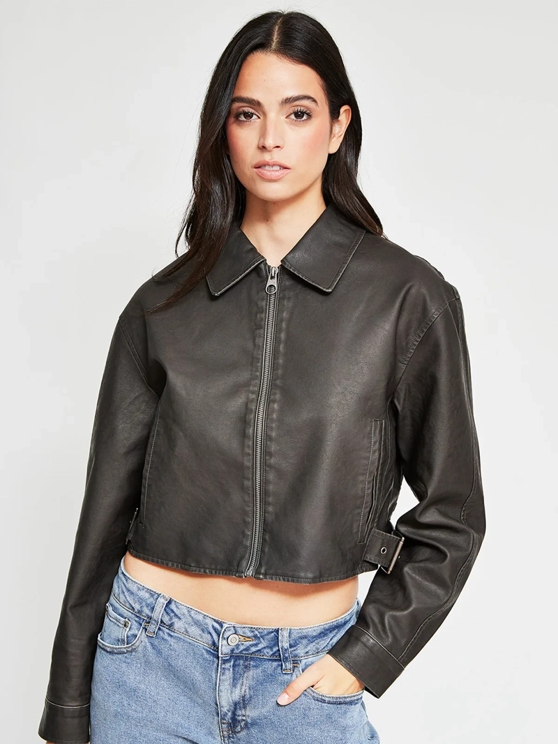 CHAQUETA MUJER INDEX EFECTO CUERO DESGASTADA - 2