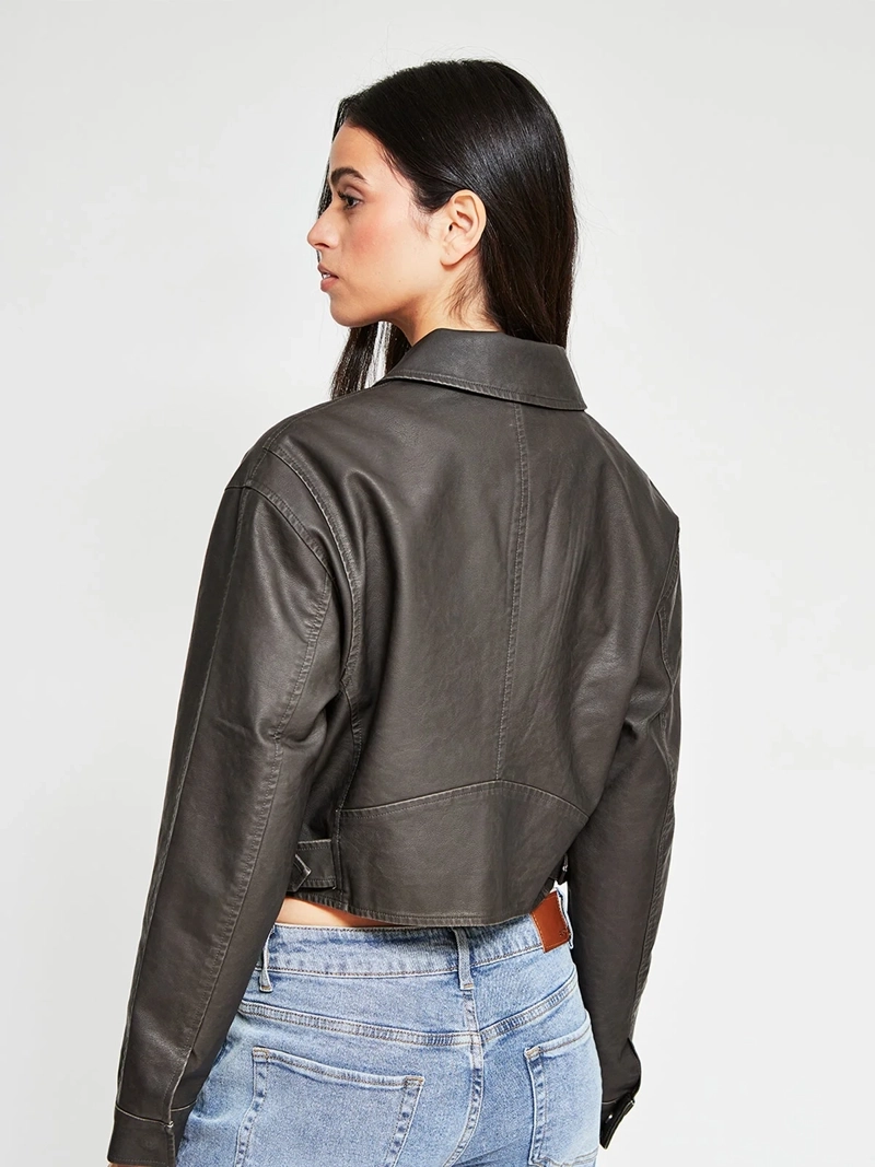 CHAQUETA MUJER INDEX EFECTO CUERO DESGASTADA - 3
