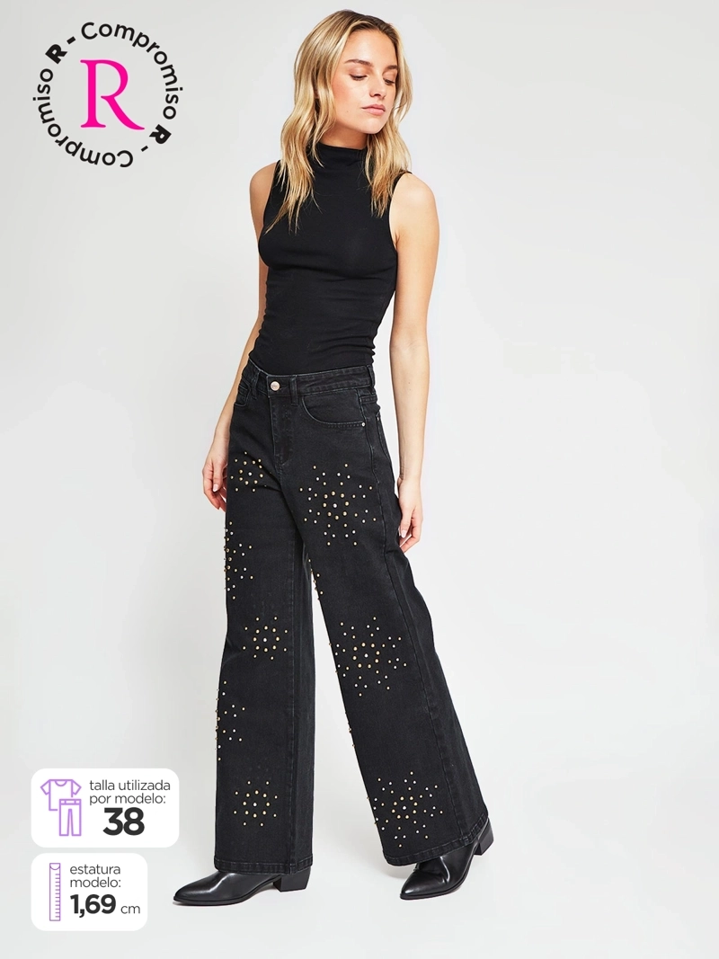 JEANS MUJER BARBADOS ALGODÓN TACHAS - 1