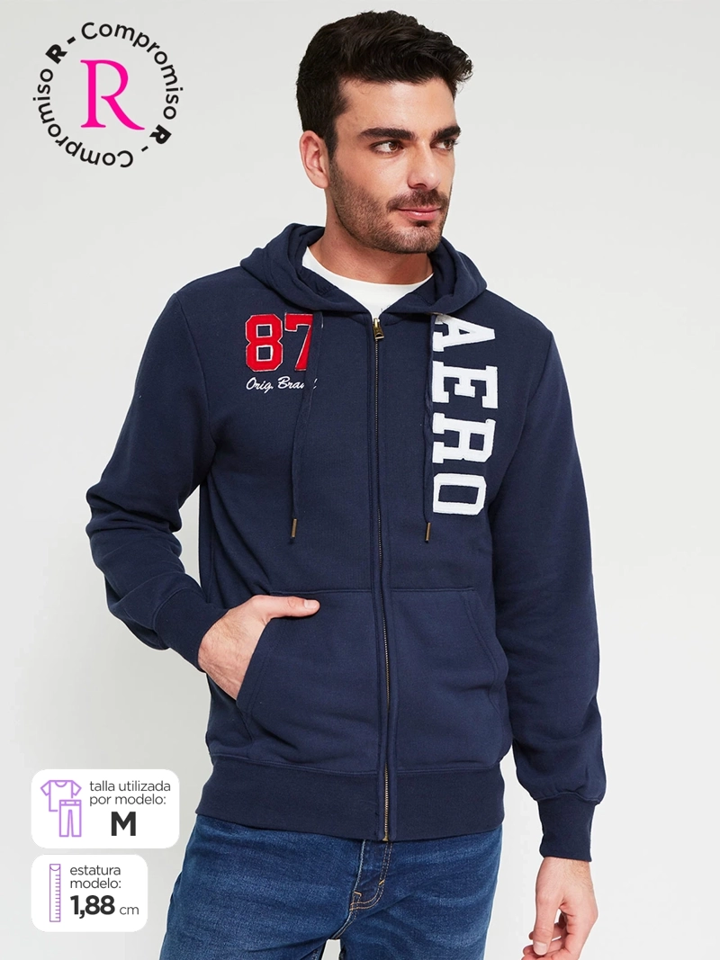 POLERÓN HOMBRE AEROPOSTALE ALGODÓN HOODIE PARCHES - 1