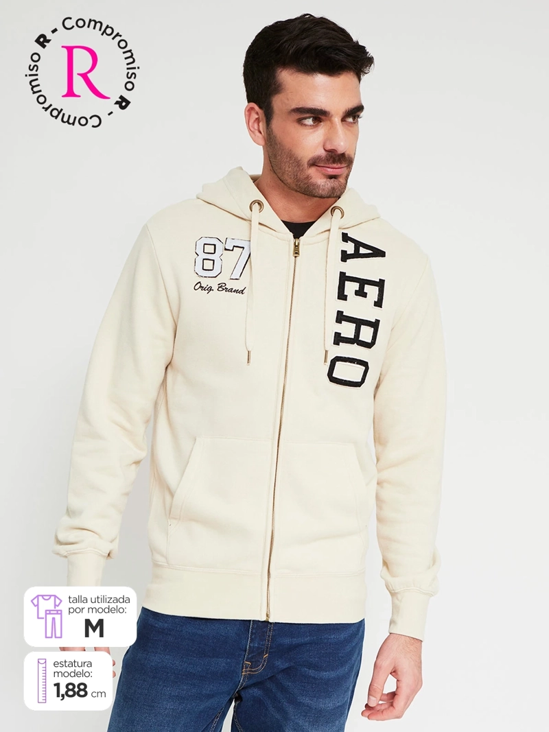 POLERÓN HOMBRE AEROPOSTALE ALGODÓN HOODIE PARCHES - 1