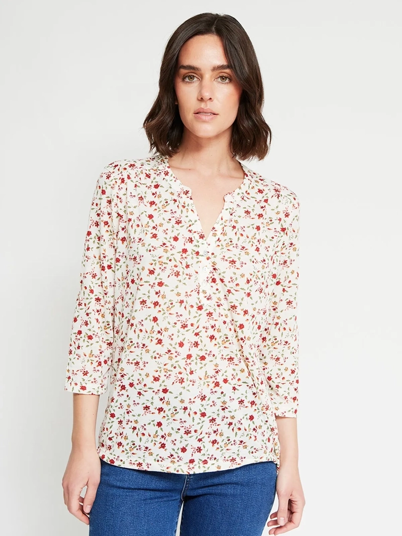 POLERA MUJER AZIZ MANGA 3/4 ESTAMPADA - 2