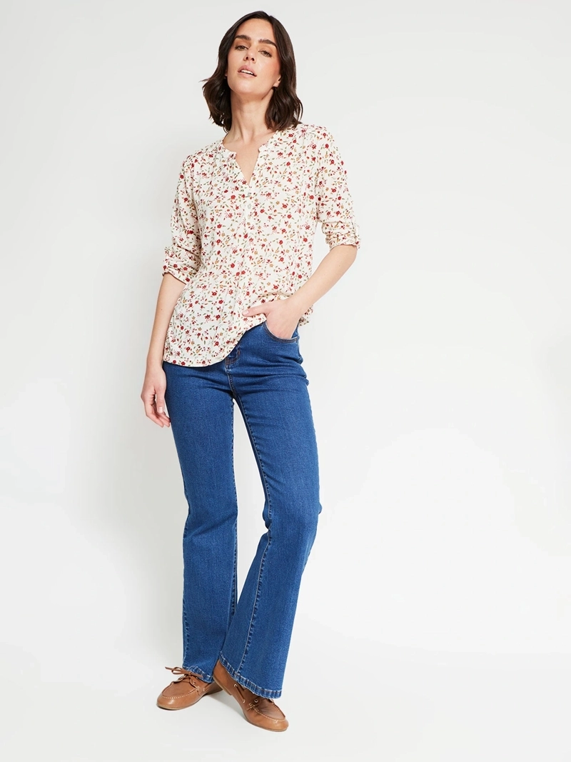 POLERA MUJER AZIZ MANGA 3/4 ESTAMPADA - 5