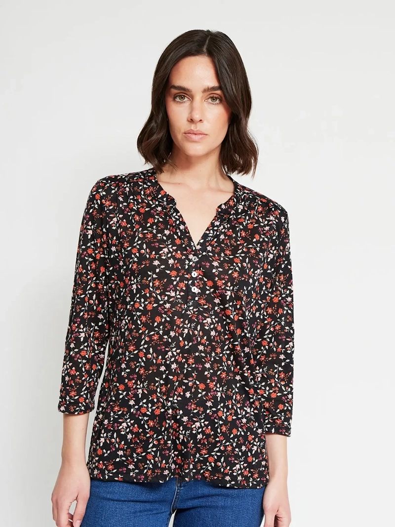 POLERA MUJER AZIZ MANGA 3/4 ESTAMPADA - 2