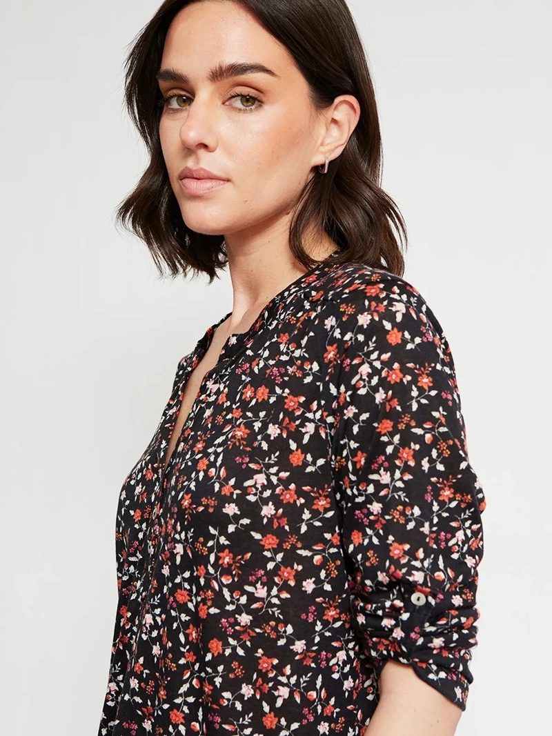 POLERA MUJER AZIZ MANGA 3/4 ESTAMPADA - 4