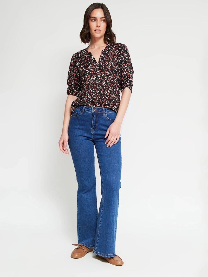 POLERA MUJER AZIZ MANGA 3/4 ESTAMPADA - 5