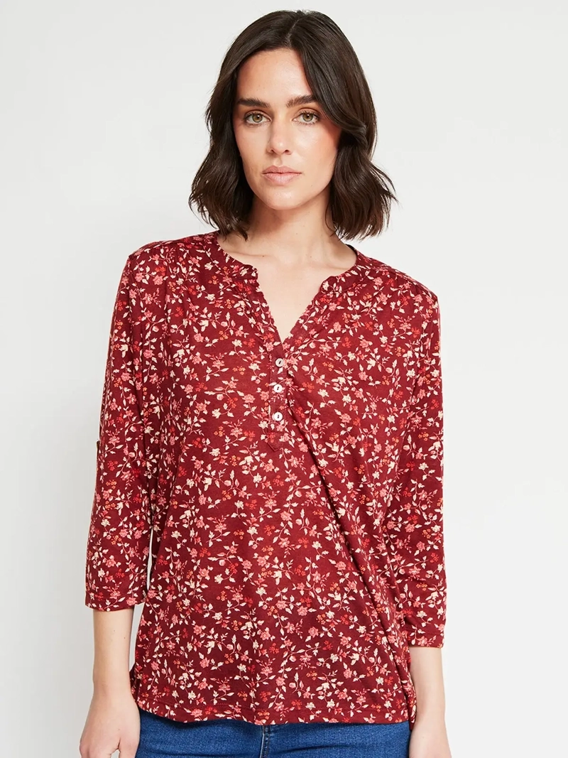 POLERA MUJER AZIZ MANGA 3/4 ESTAMPADA - 2