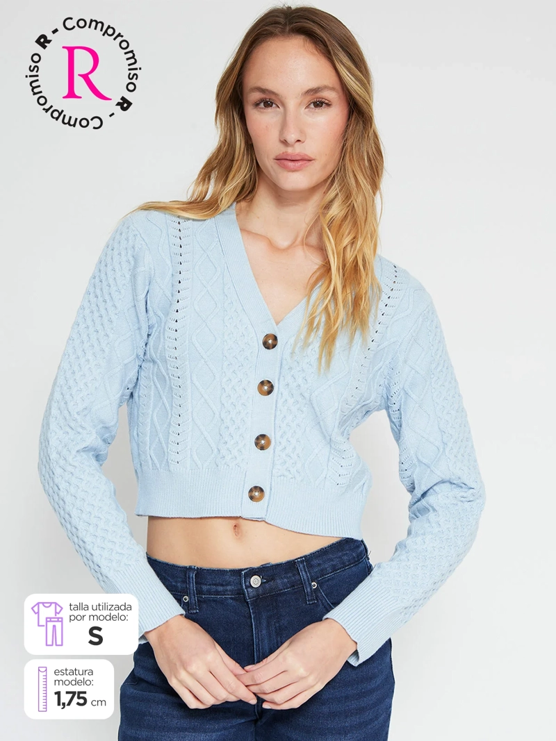 CARDIGAN MUJER INDEX TRENZADO - 1