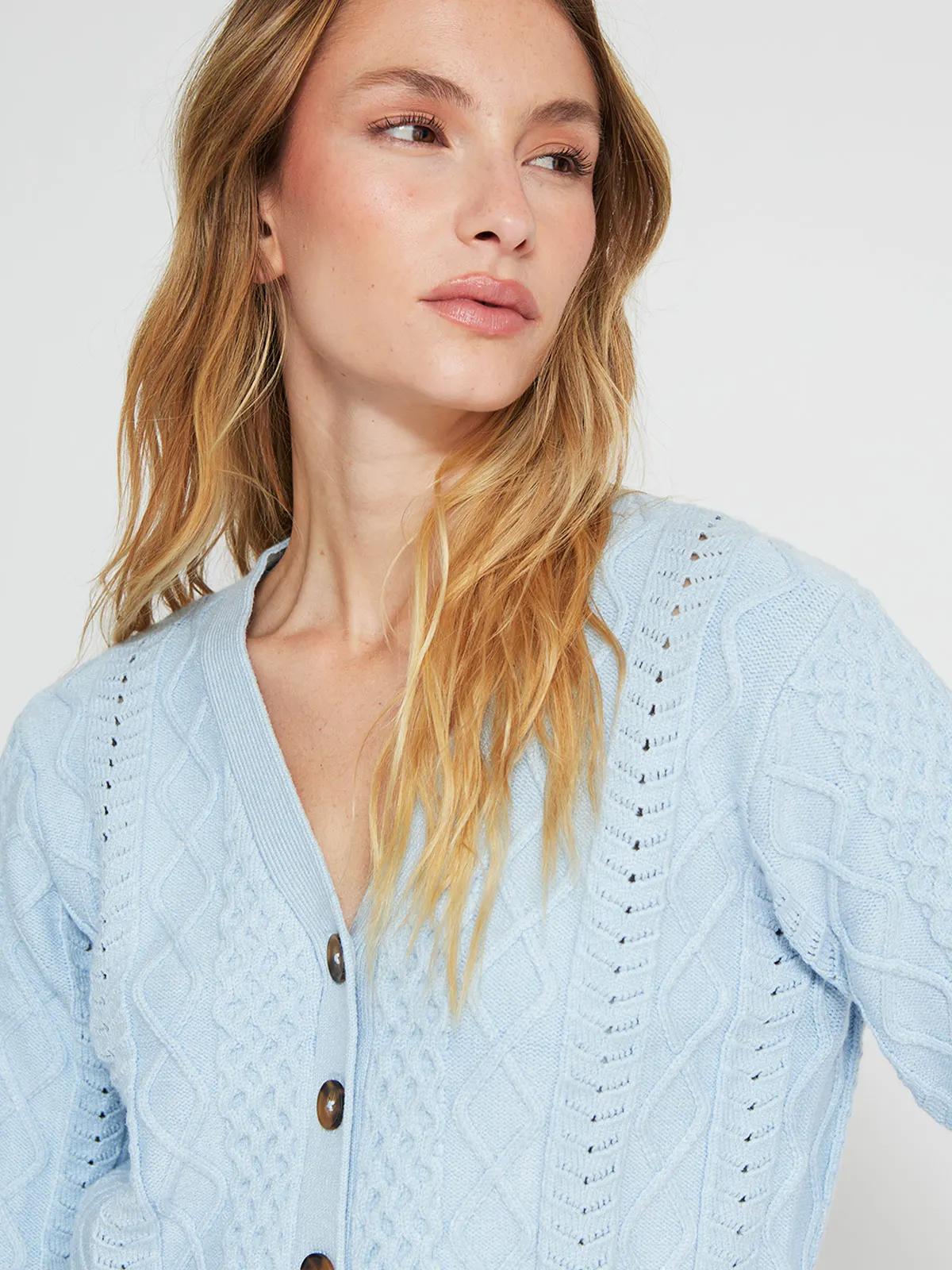 CARDIGAN MUJER INDEX TRENZADO - 3
